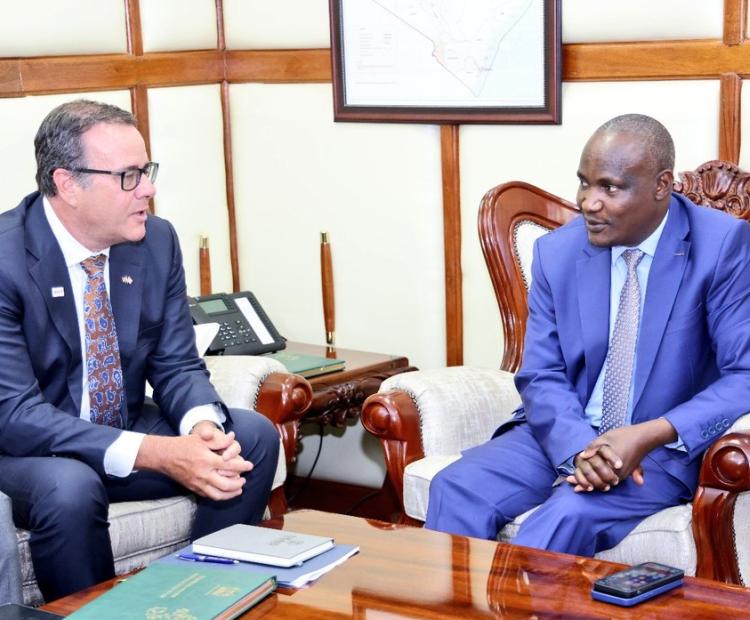 The CS National Treasury Hon. John Mbadi welcomes USAID Regional Mission Director David Gosney