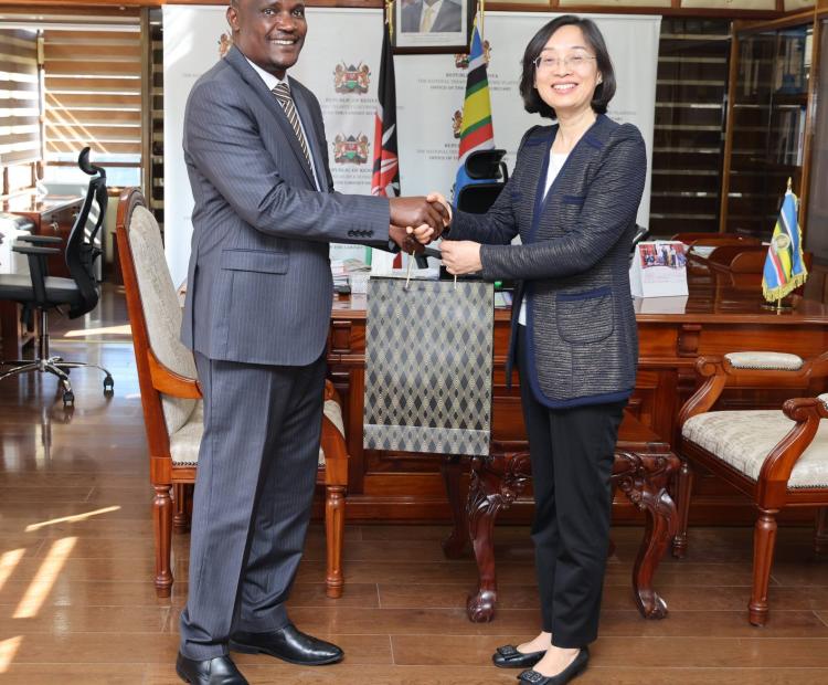 CS Hon. FCPA John Mbadi hosted the Chinese Ambassador to Kenya, H.E. Guo Haiyan, who was accompanied by Mr.Lu Hao Minister of the Development Research Centre of the State Council and the President of China International Knowledge Development (CIKD)