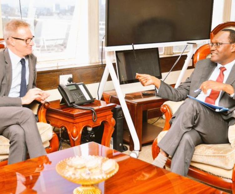 The British High Commissioner to Kenya, H.E. Neil Wigan, paid a courtesy call on the National Treasury PS Dr. Chris Kiptoo, CBS. CBS, 